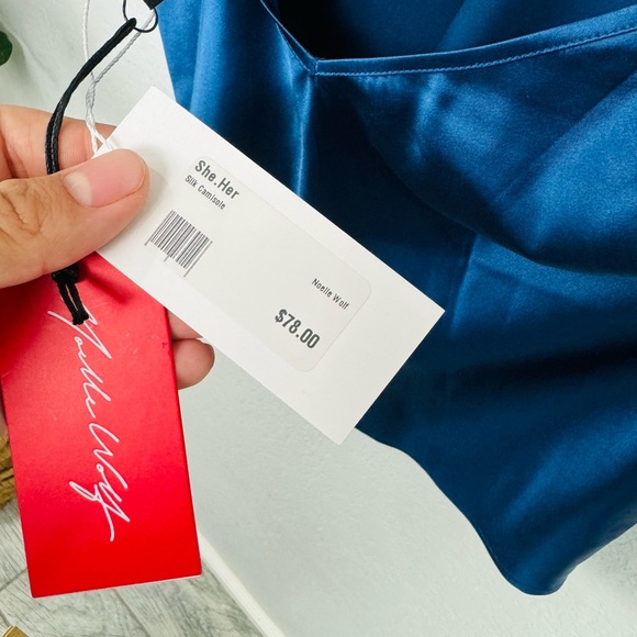 NWT Noelle Wolf Mist Silk Navy Blue Camisole - Picture 9 of 10